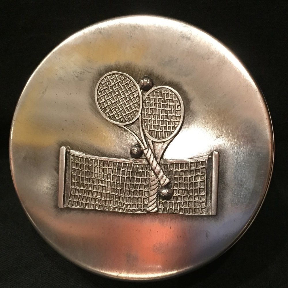 NIB Metzke Pewter Tennis Decorative Tin